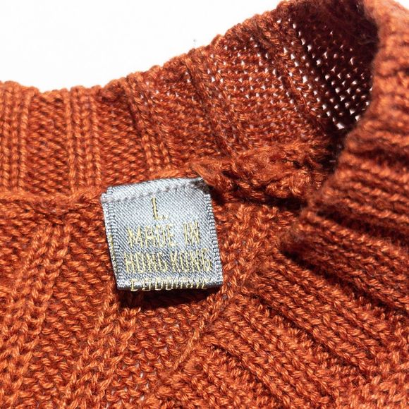 Descente Sweater Vest Men's Large Cable-Knit Pullover V-Neck Knit Solid Orange - Picture 4 of 5